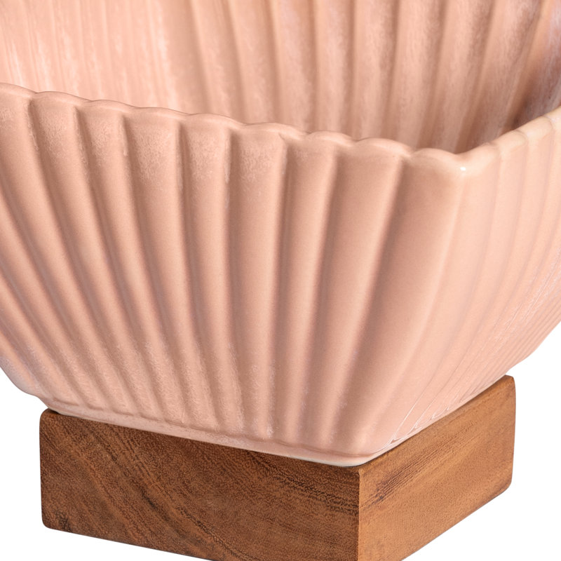 Patriana 5"H Ceramic Table Vase with Wood Base