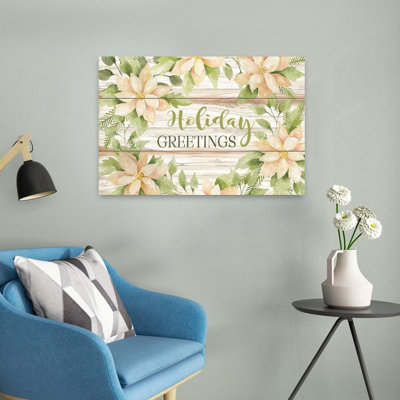 Holiday Greetings Abstract Contemporary Poinsettia Art