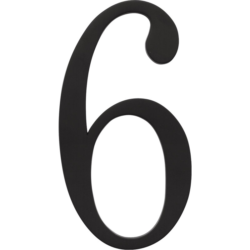 Matte Black Stainless Steel House Number 6"