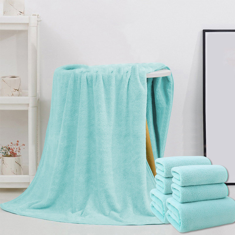 Bath Towels Set of 6 Pieces - Highly Absorbent Towels for Bathroom, 2 Bath Towels, 4 Hand Towels, Green
