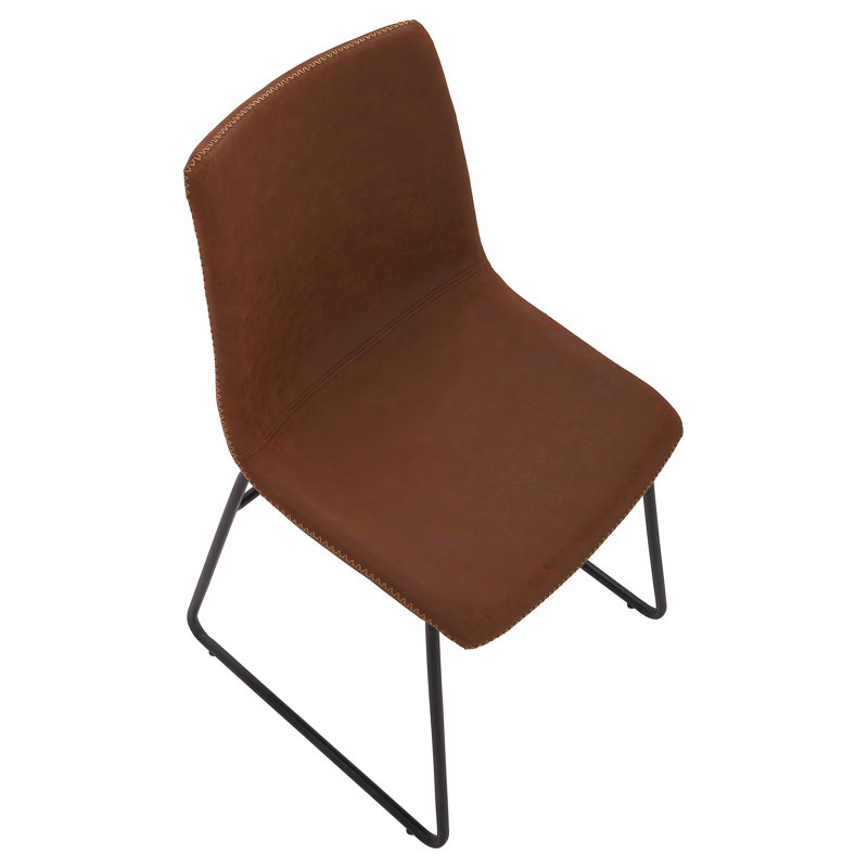 Faaliliu 46cm H Upholstered Metal Full Back Side Chair, Brown