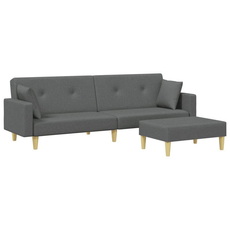 Canapé-lit 2 places avec tabouret Vidaxl, Tissu gris foncé