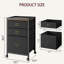Classeur mobile classique noir classique pour bureau à domicile, chariot de rangement vertical pour imprimante sous le bureau, 3 tiroirs en tissu pour documents de format lettre et A4, armoire de rangement avec roulettes 40 x 40 x 67 cm