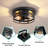 2-Pack Industrial Round Black Metal 2-Light Flush Mount Ceiling Light(Bulb Not Include) 