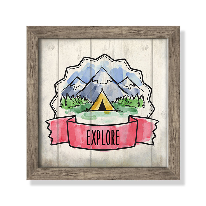 «Adventure is out There 2», art encadré, 8" H x 8" W x 1.18" D, Encadré plat de bois de grange gris