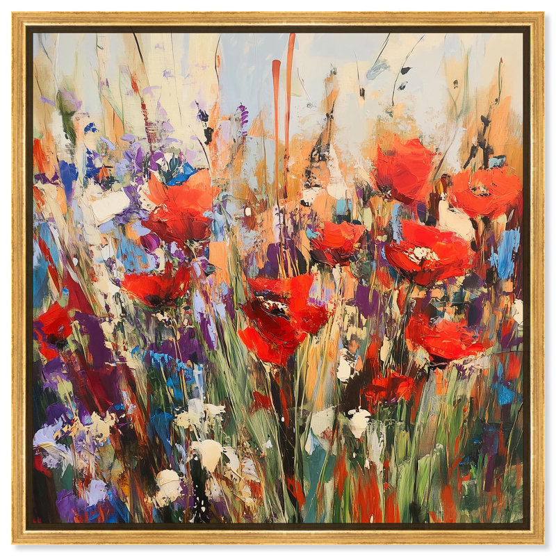 «Crimson Chorus II», reproduction d'art sur toile par Art Remedy, H 31 po x l 31 po, Cadre doré