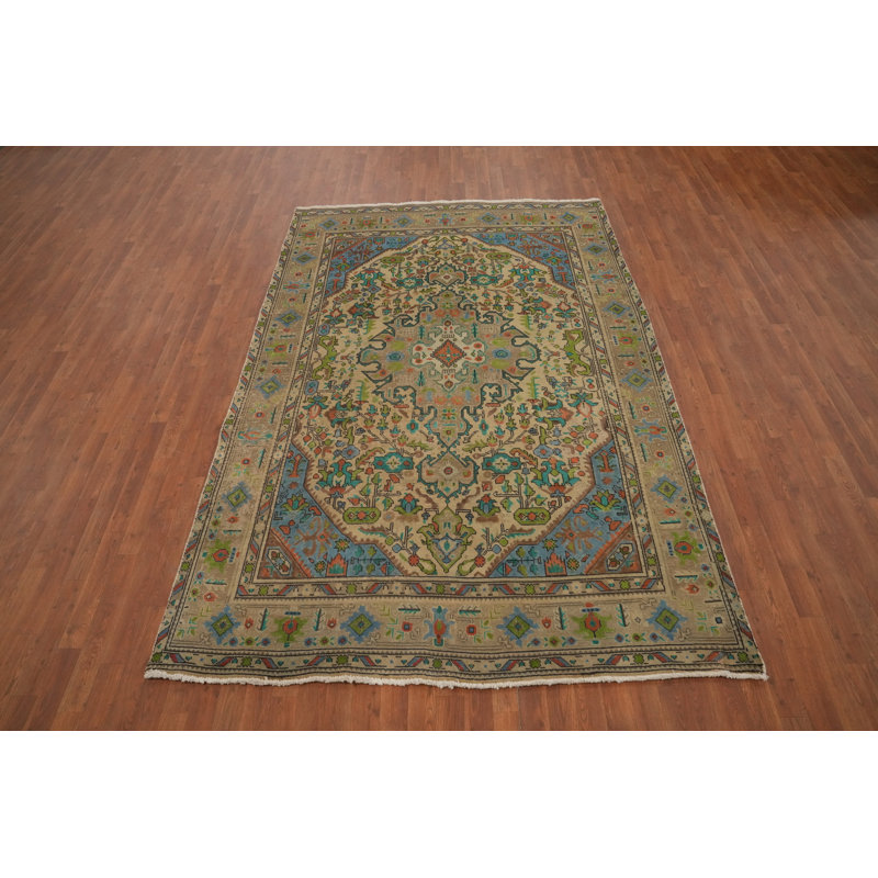 Tapis traditionnel rétro géométrique 6 x 9