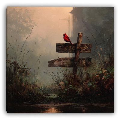 «Cardinal at Woodland Crossroads», art mural sur toile