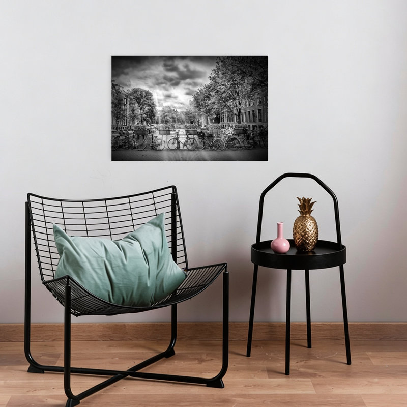 «Amsterdam Canal Bicyclcles», reproduction de tulipe contemporaine, art mural de la ville, 16" H x 24" W