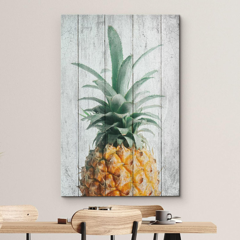 " Retro Wood Panel Vibrant Pineapple ", 36" H x 24" W x 1.5" D