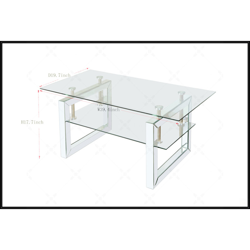 Table basse transparente en verre trempé