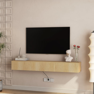 Floating TV Stand Wall Mounted With 16 Color Leds, Modern TV Stand, Floating TV Cabinet Entertainment Center For TV by Ivy Bronx