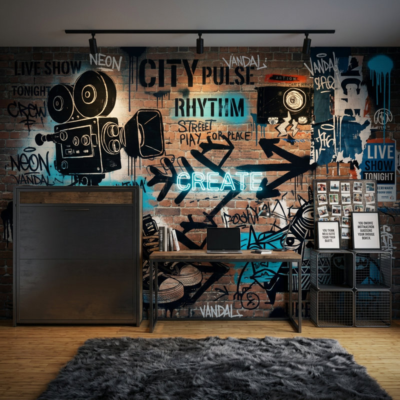 Papier peint mural Brick Urban Brick Exposed, 160 po x 108 po, Peler et coller