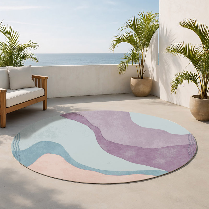 Tapis intérieur et extérieur Aqua Whisper, Rond 5 pi