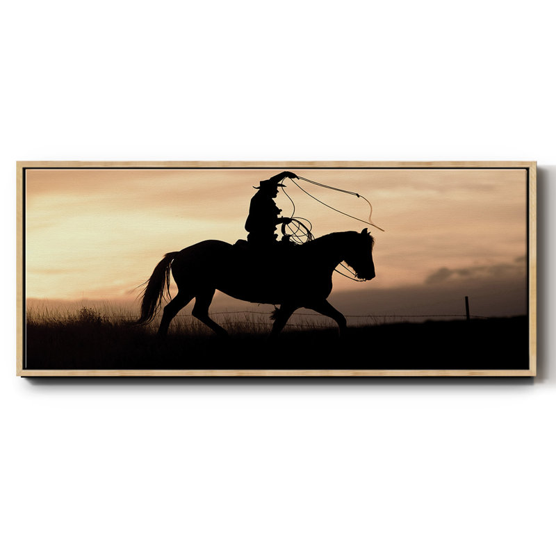 Rope and Ride II- Framed Canvas, H 12 po x l 30 po