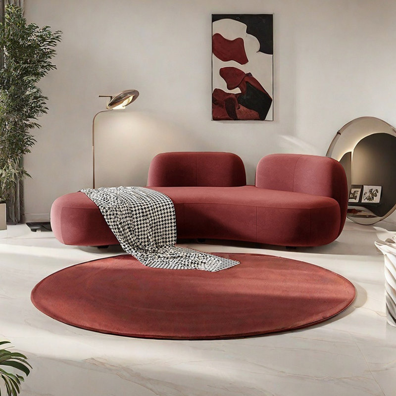 Chaise longue ergonomique avec tissu en flanelle, Orienté à droite, Rouge