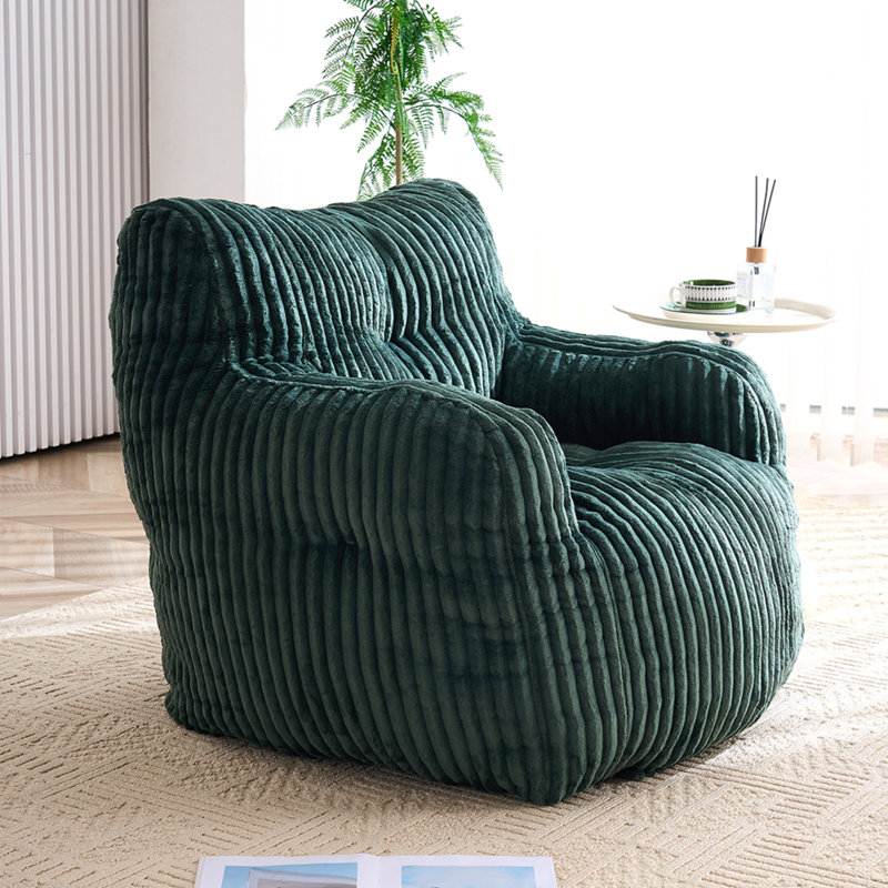 Fauteuil à billes Fluffy, Green, Green Corduroy