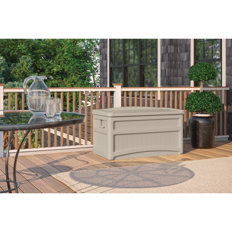 Suncast 46'' W 73 Gallons Water Resistant Deck Box with Wheels in Light Taupe