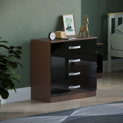 Arkadij 4 - Drawer High Gloss Chest of Drawers With Metal Runners, Modern Bedroom Storage Cabinet