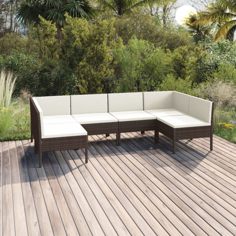 Ensemble de conversation modulaire avec coussins 6 pièces Lawenda, Brun, Blanc