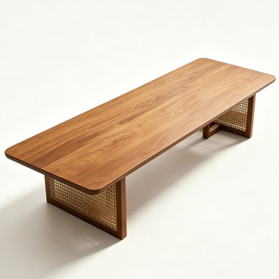 Brown Solid Wood Rectangular Coffee Table