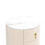 Ensemble de 2 tables de chevet rembourrées avec 3 tiroirs, table de chevet ronde avec poignées en métal, table de chevet à dessus marbré avec autocollants pour la chambre à coucher, entièrement assemblée sauf les poignées, beige