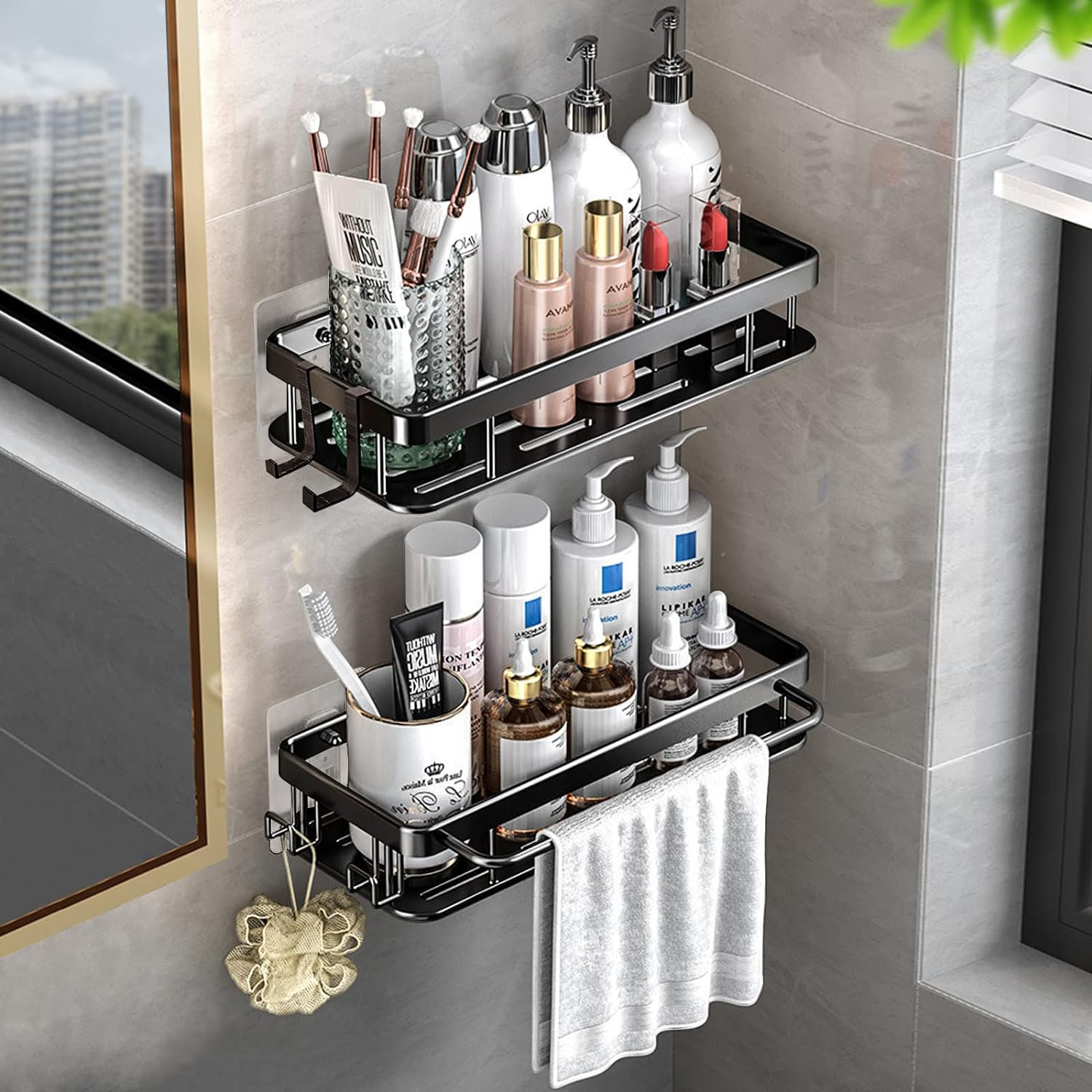 Magwood Adhesive Shower Shelf Rebrilliant Size: 17.60 H x 23.60 W x 4.90 D