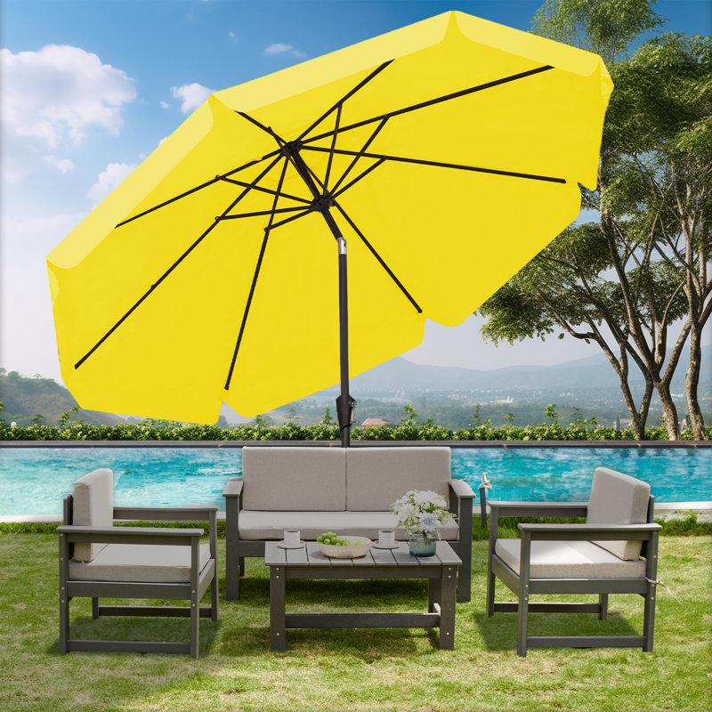 Parasol de marché pour l'extérieur, H 100 po x l 120 po x P 120 po, Jaune