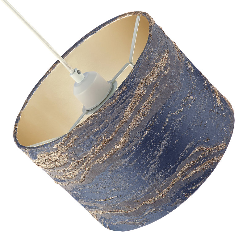 18cm H Cotton Drum Lamp Shade ( No Direct Attachment Method ) in Blue