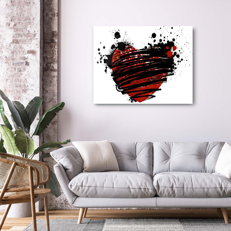 «Abstract Heart Paint Splatter», plexiglas acrylique, impression murale, L 36 po x H 24 po