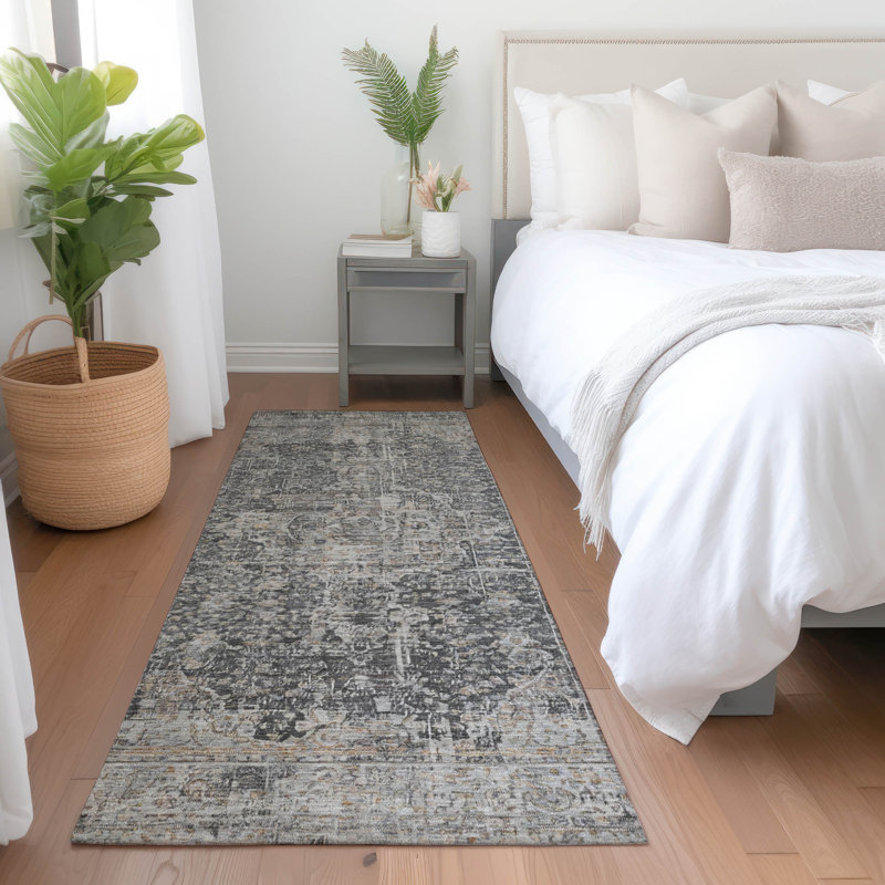 Tapis intérieur / extérieur gris Scarlune, 2'3" x 7'6"