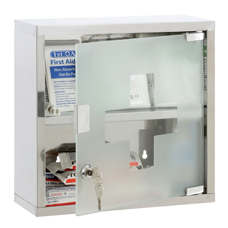 Cedric 300mm W 300mm H Surface Framed Medicine Cabinet Mirror 1 Fixed