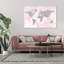 Carte pailletée rose et argentée, carte du monde pailletée, toile moderne rose pour salon - cadre photo sur toile flottante-71091222-71091233