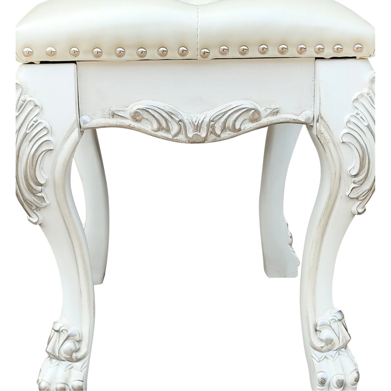 Tabouret de coiffeuse blanc Ii - capacité de poids de 220 lb, largeur de siège de 21 po, profondeur de 17 po, qualité de fabrication douce et os