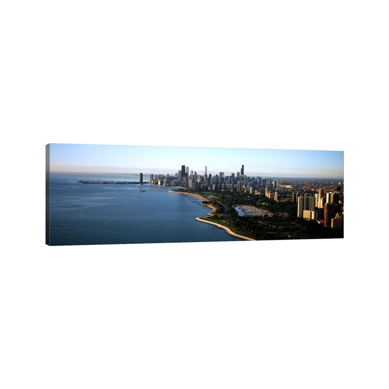 Skyscrapers At The Waterfront, Grant Park, Lake Michigan, Chicago, Cook County - Wrapped Canvas Panoramic Print