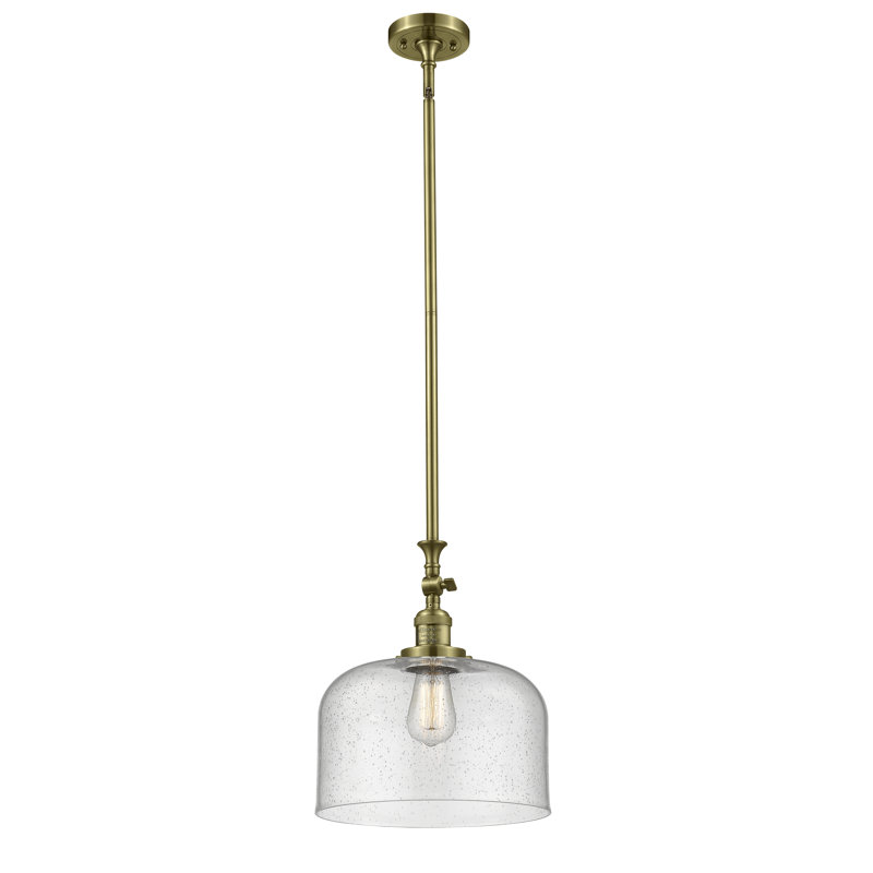Hiers 1 - Light Single Pendant, Antique Brass, Seedy, 6 Watt Vinage LED Bulb
