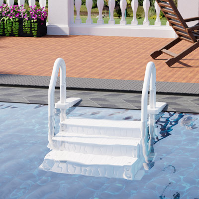 EROMMY 3-Step Pool Ladder With Double Handrails, 400 Lbs Capacity Anti-Slip Pool Steps For 36"-50" Above Ground And In-Ground Pools, All-PE Durable Construction With Snap-On Installation