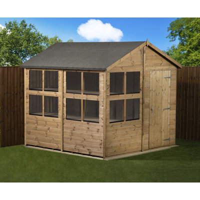 8 ft. W x 8 ft. D Solid wood Tongue & Groove Apex Garden Shed