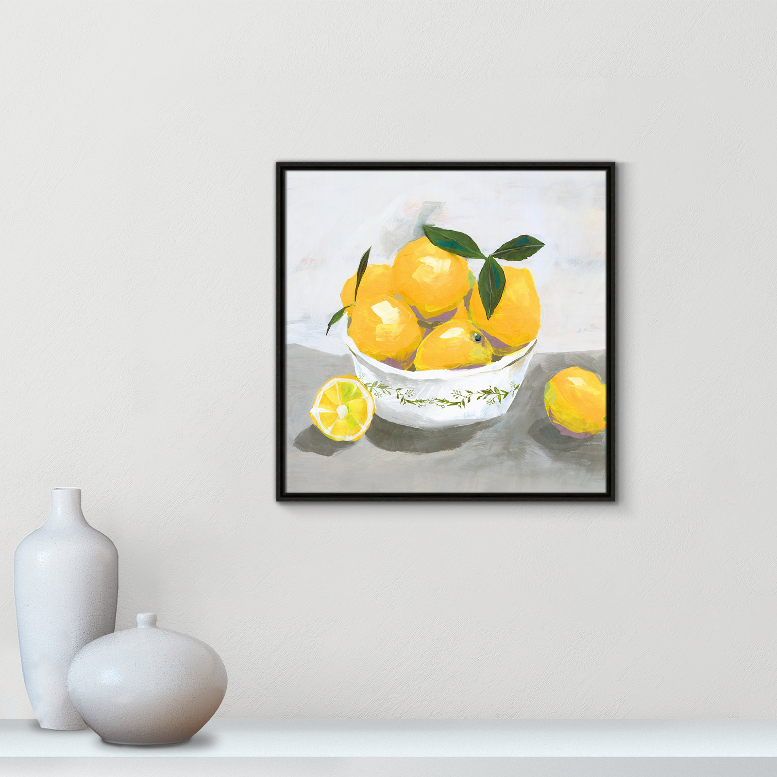 Hayons "Lemons" Painting by Isabelle Z, 25.5" H x 25.5" W x 2" D, Espresso Framed Canvas