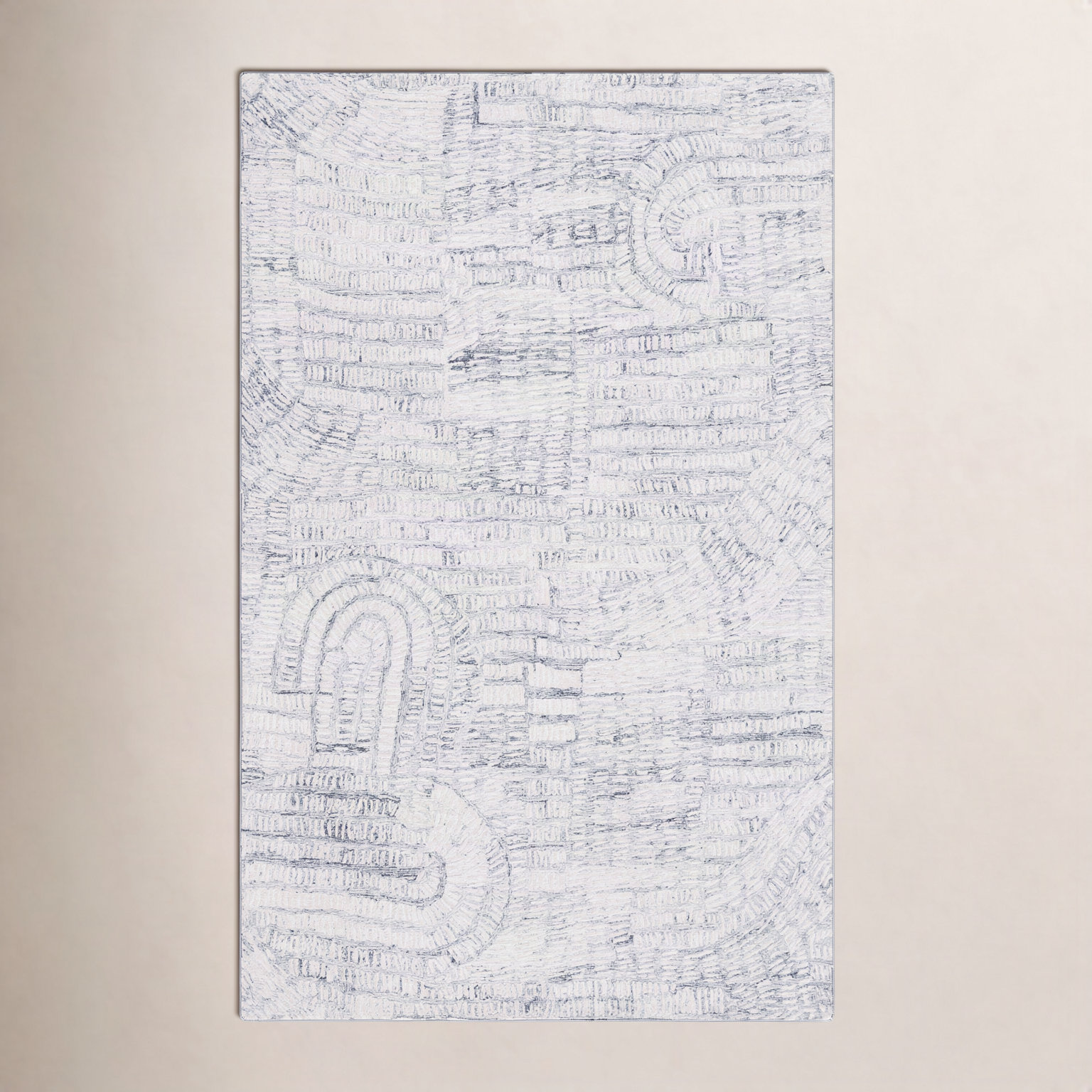 Audrina Gray Ivory Hand-Tufted Abstract Rug, Rectangle 3' x 5'