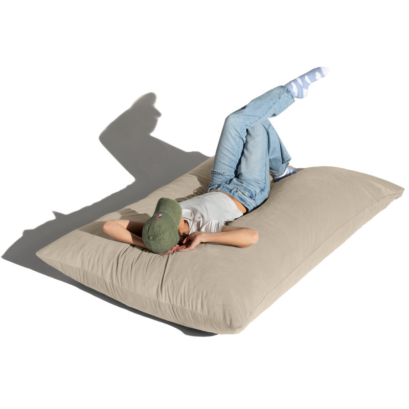 Chaise longue avec coussin en oreiller Saxx Dream, Velours ivoire