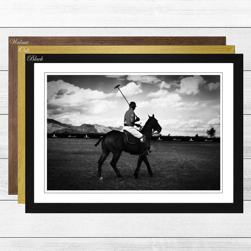 Polo Horse Framed Print, Black