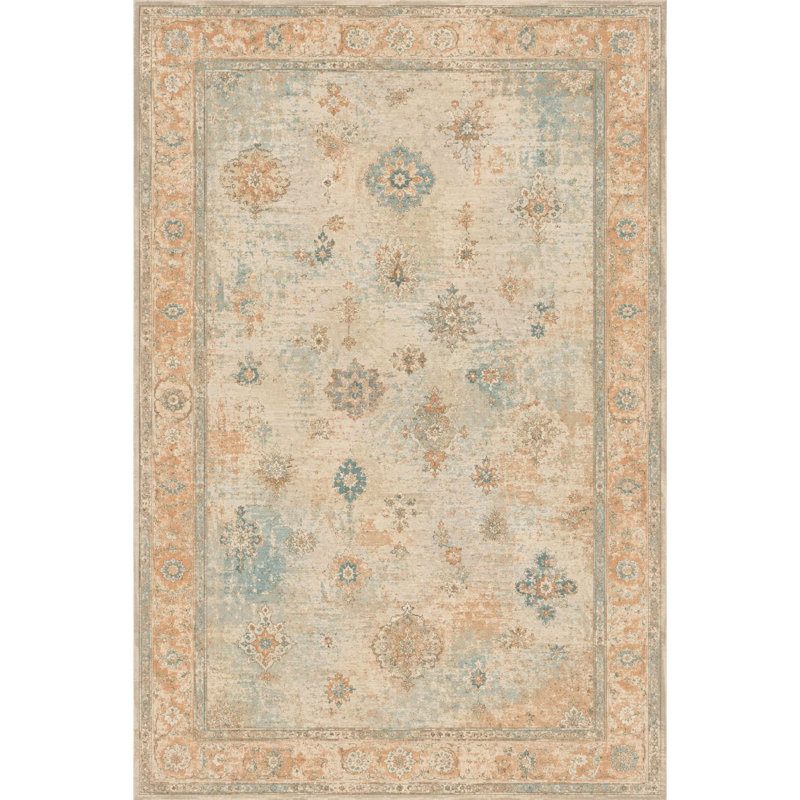 Tapis rétro en chenille beige Uşak, Runner 6'7" x 13'2"