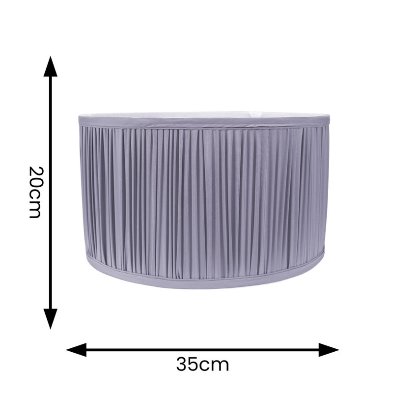 20cm H Silk Drum Lamp Shade ( Slip-On ), Blue, 20cm H x 35cm W x 35cm D
