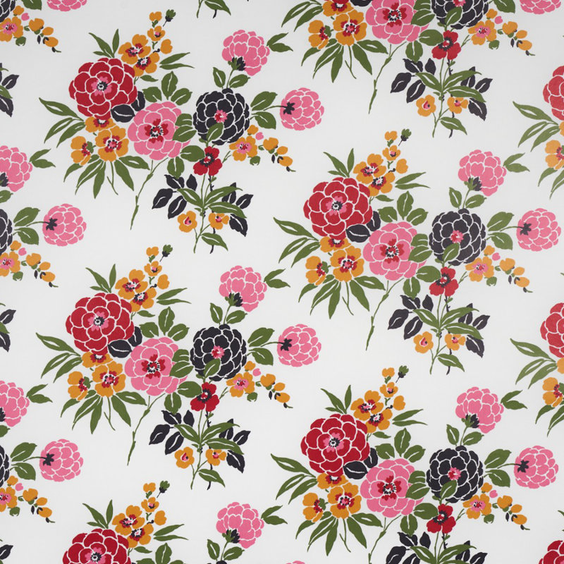 Papier peint floral Valentina, Multicolore / Blanc