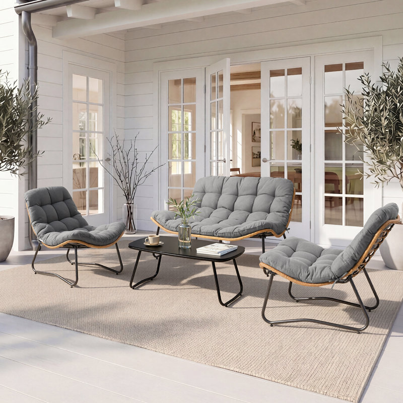 4-person Patio Conversation Sets With Table, Gray