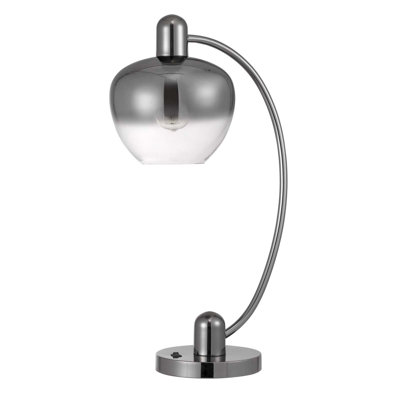 Brookline Metal Arc Table Lamp With Smoked Glass Shade 40W - 27"H For Home