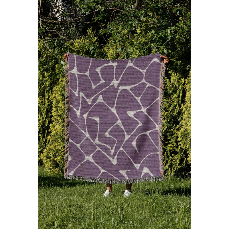 Jeté 100% coton abstrait Mola, L 80 po x l 60 po, Violet