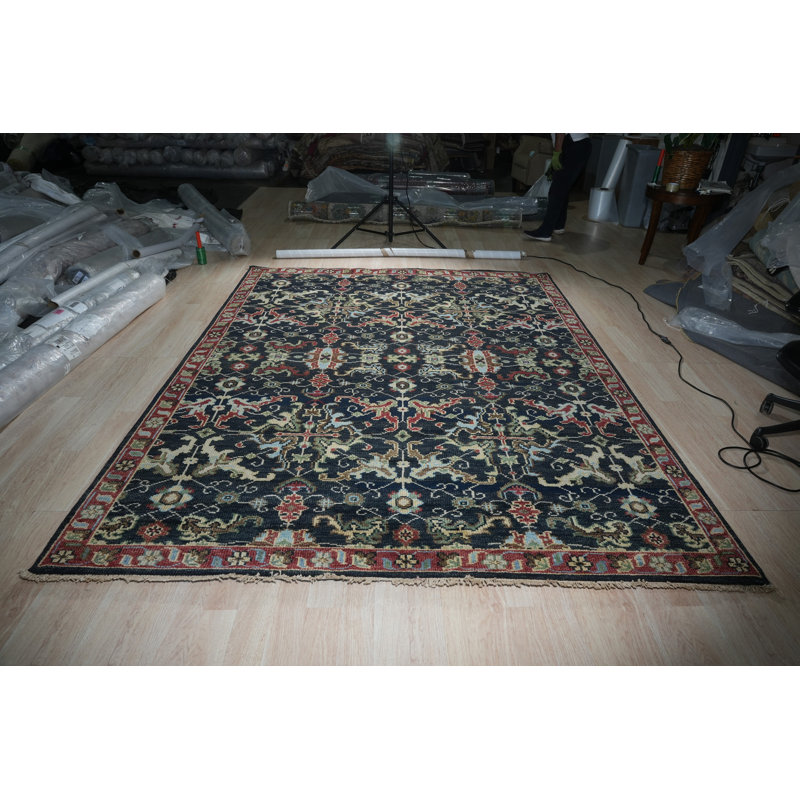 Tapis bleu marine / rouge Gabbeh, Rectangle de 10 pi x 14 pi