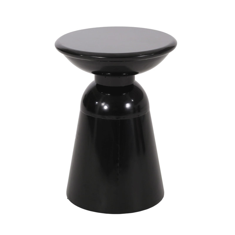 Modern Design Outdoor Metal End Table -Large, Black